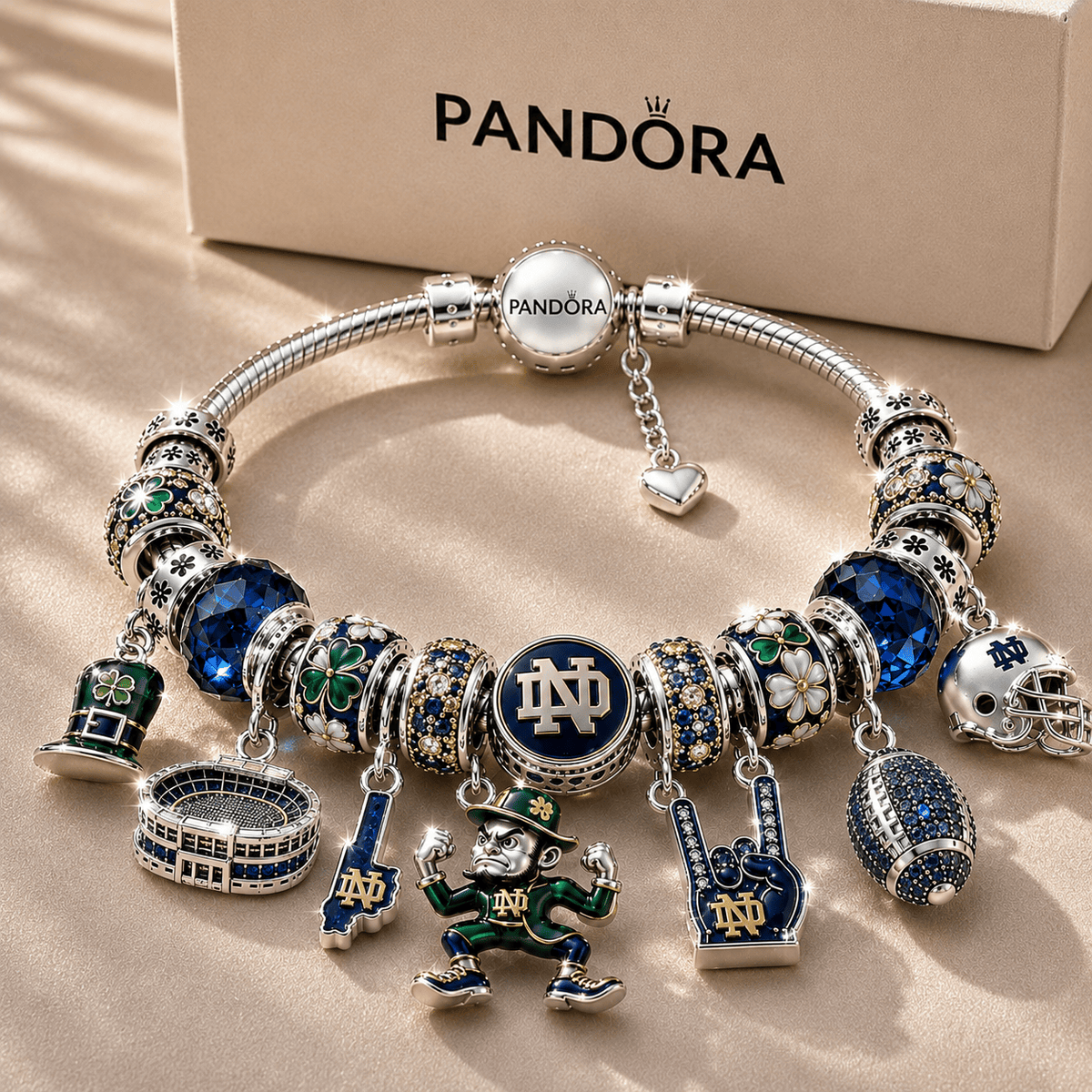 NDFI Silver Charm Bracelet Set NTTB