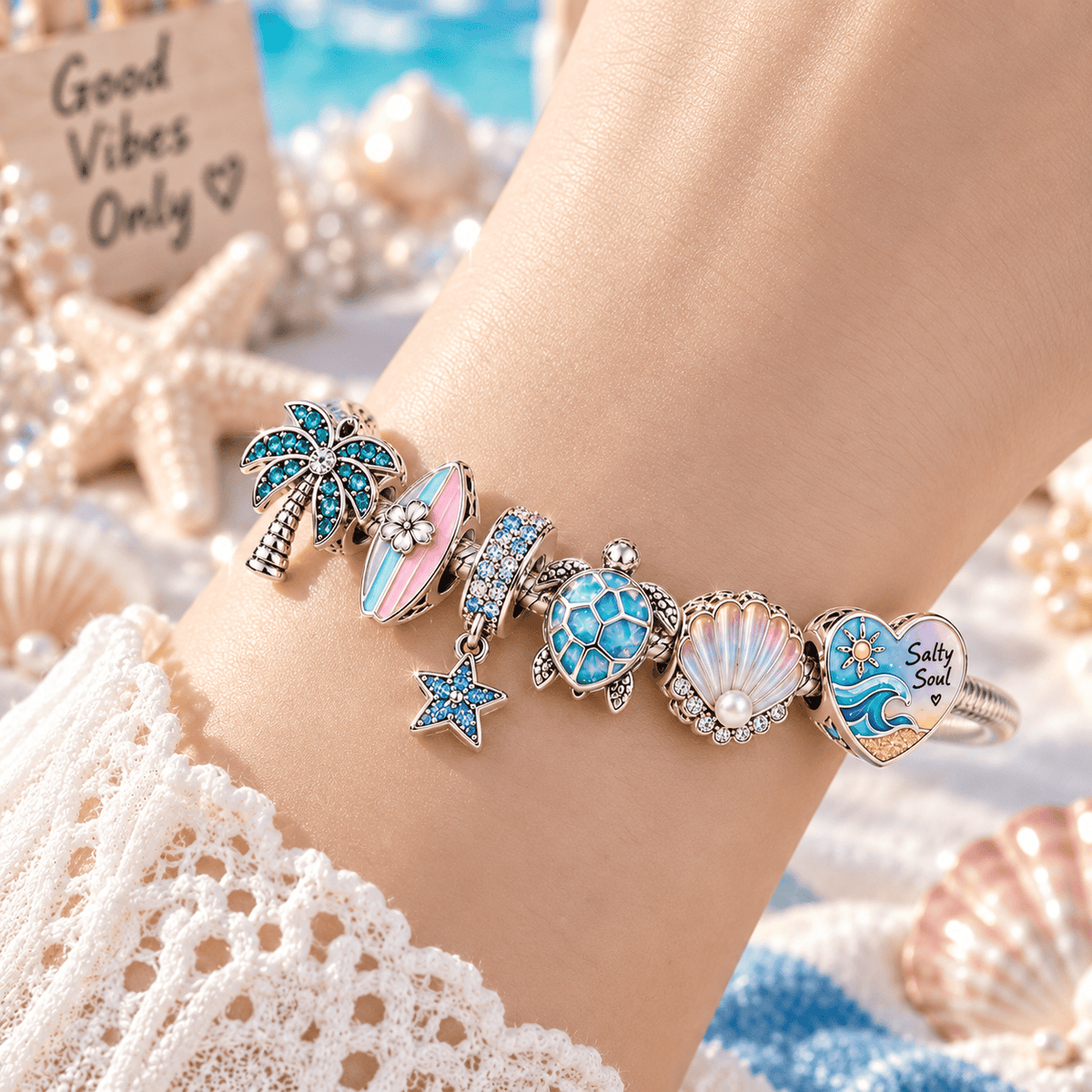 BG Silver Charm Bracelet Set TTN
