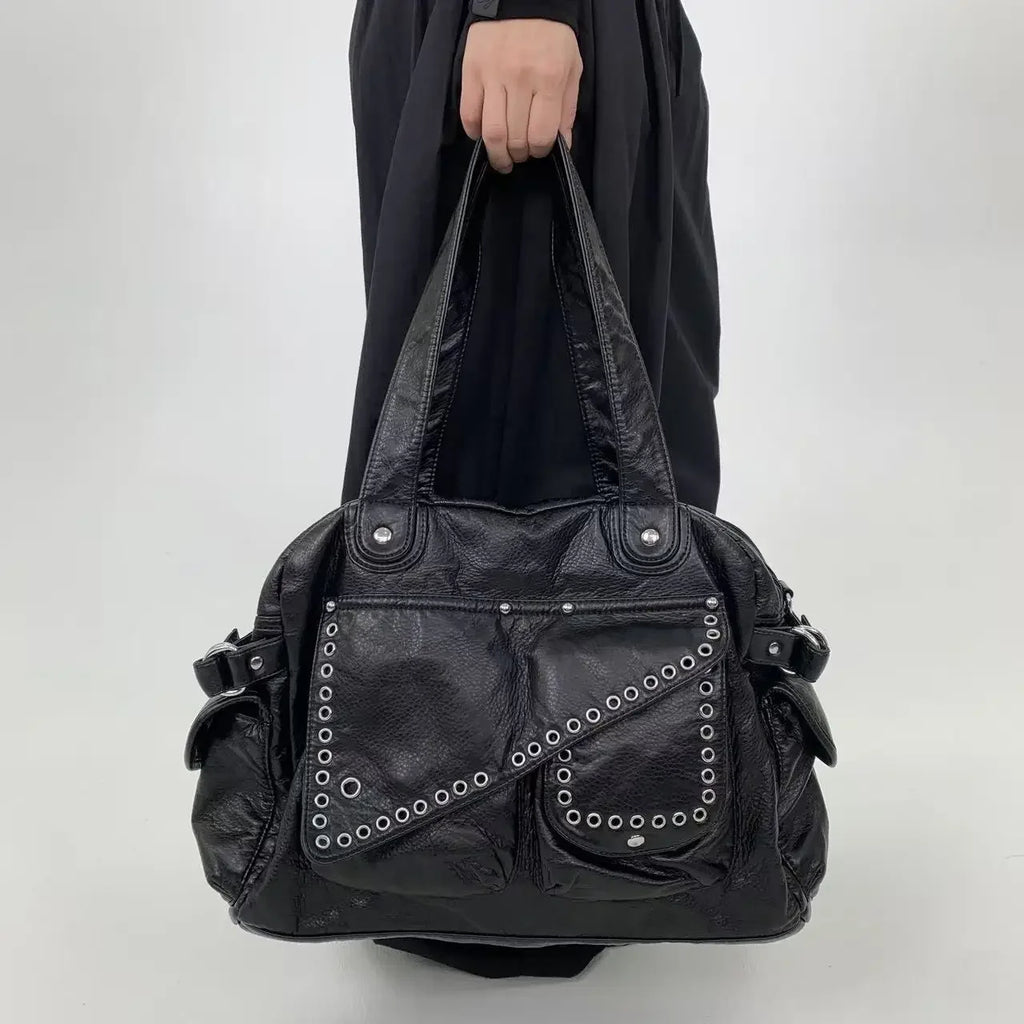 Ladies' Fashion Y2K Rivet Street Personalized Shoulder Bag with Multiple Pockets Retro Spicy Girl Crossbody Bag