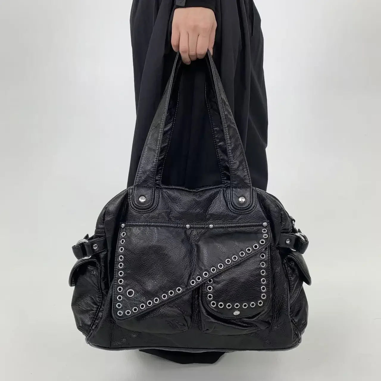Ladies' Fashion Y2K Rivet Street Personalized Shoulder Bag with Multiple Pockets Retro Spicy Girl Crossbody Bag
